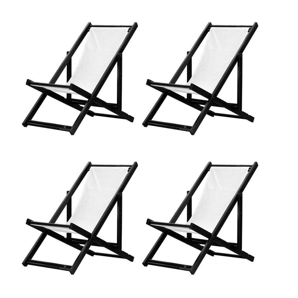Kit 4 Espreguiçadeiras Dobrável Black Sb-branco