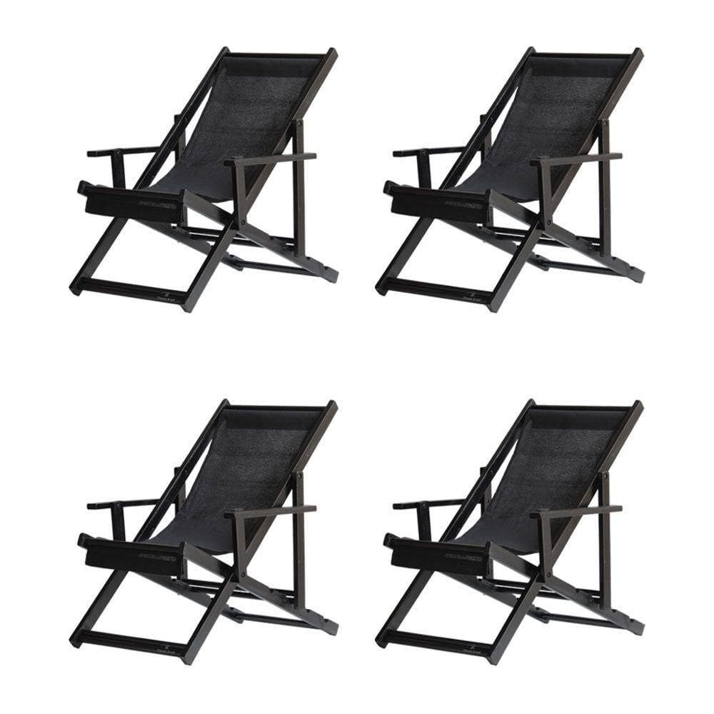 Kit 4 Espreguiçadeiras Dobrável Black Cb-preto