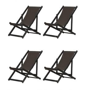 Kit 4 Espreguiçadeiras Dobrável Black Sb-marrom