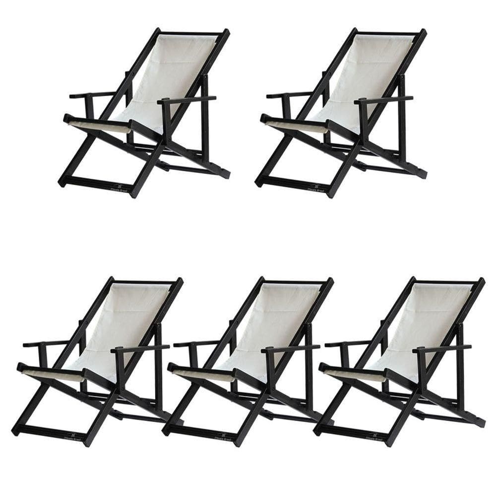 Kit 5 Espreguiçadeiras Dobrável Black Cb-branco