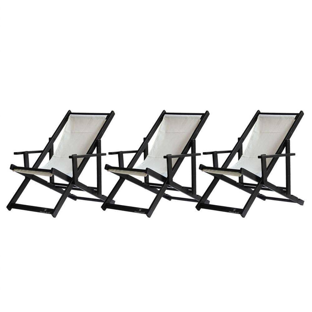 Kit 3 Espreguiçadeiras Dobrável Black Cb-branco