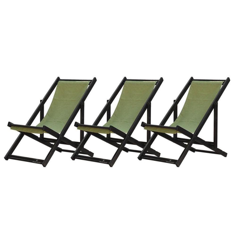 Kit 3 Espreguiçadeiras Dobrável Black Sb-verde