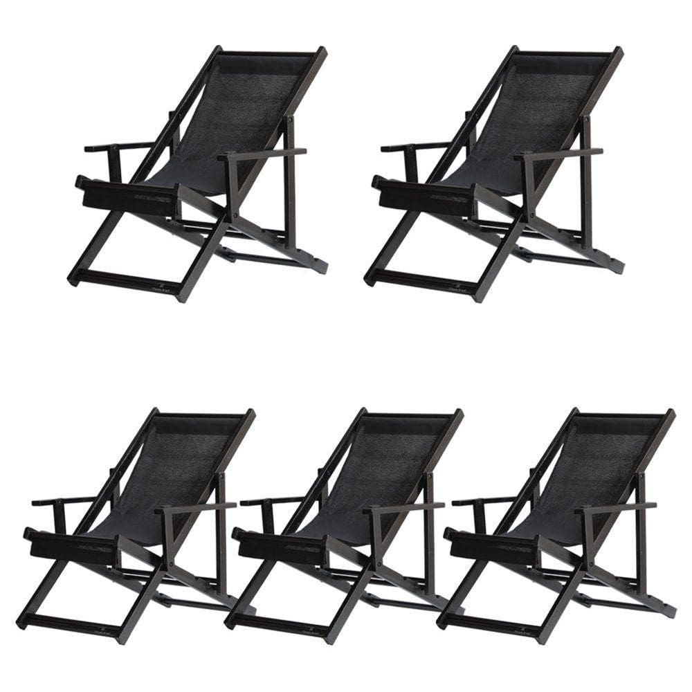 Kit 5 Espreguiçadeiras Dobrável Black Cb-preto