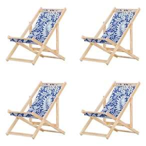 Kit 4 Cadeira Espreguiçadeira Dobrável S-b-folhas Brancas