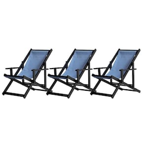 Kit 3 Espreguiçadeiras Dobrável Black Cb-azul