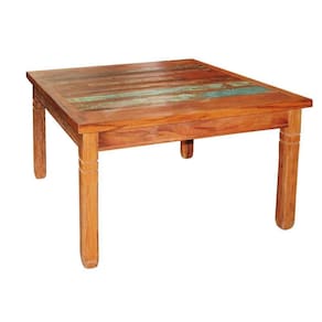 Mesa De Jantar Em Madeira Maciça 1,5 X 1,5 M Com Pátina