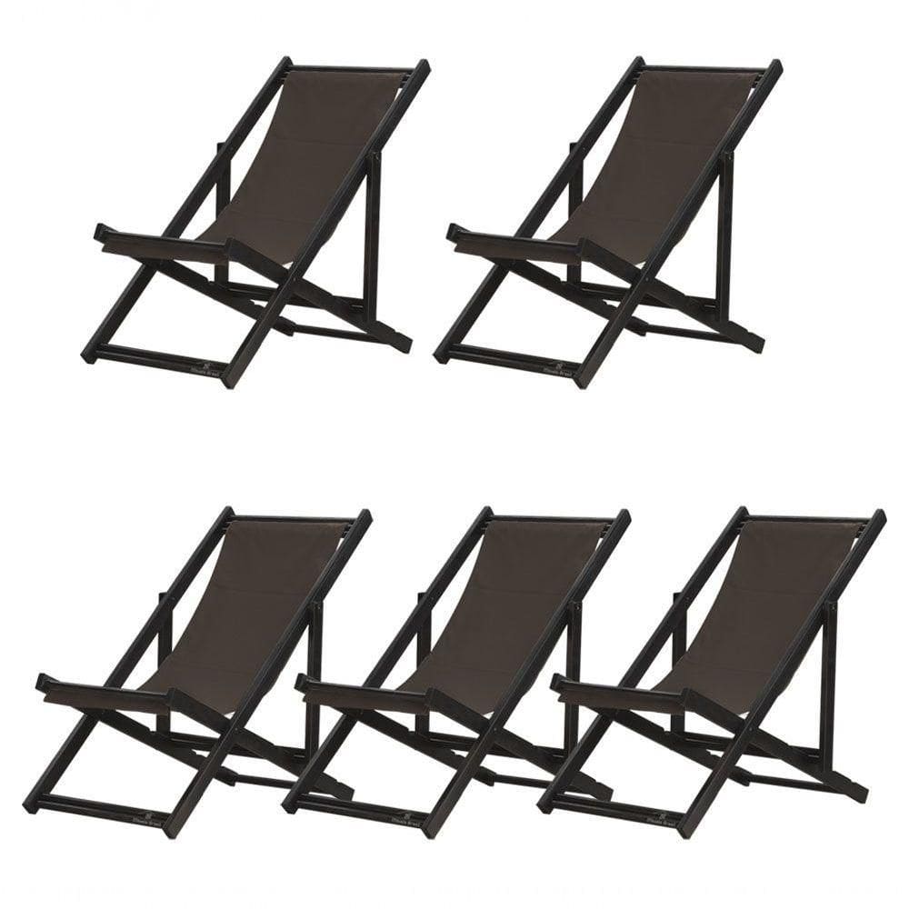 Kit 5 Espreguiçadeiras Dobrável Black Sb-marrom
