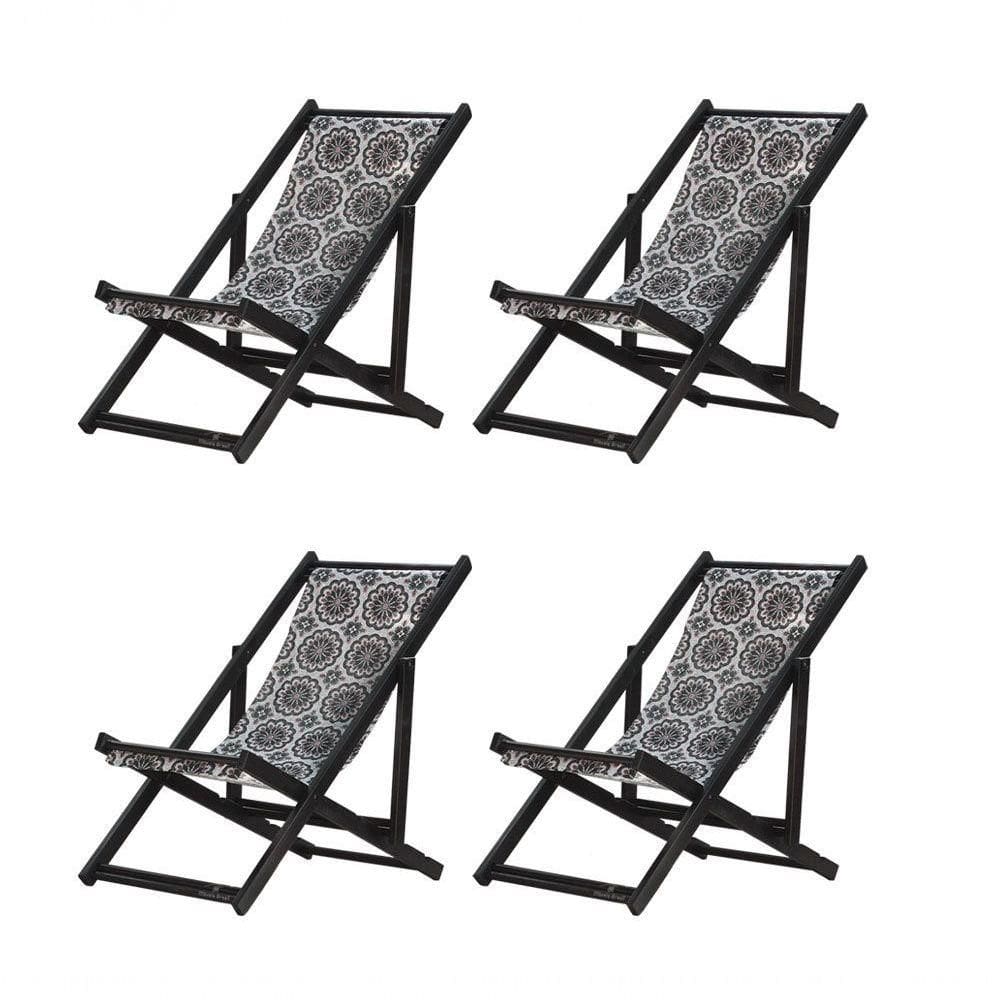Kit 4 Espreguiçadeiras Dobrável Black Sb-mandala