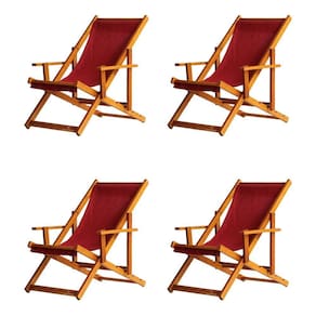 Kit 4 Espreguiçadeira Preguiçosa Dobrável Mel Cb-vermelho