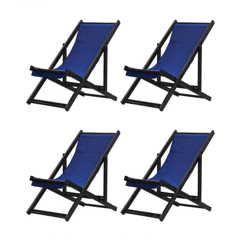 Kit 4 Espreguiçadeiras Dobrável Black Sb-azul Marinho