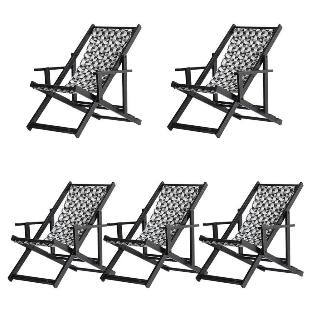 Kit 5 Espreguiçadeiras Dobrável Black Cb-triang Preto
