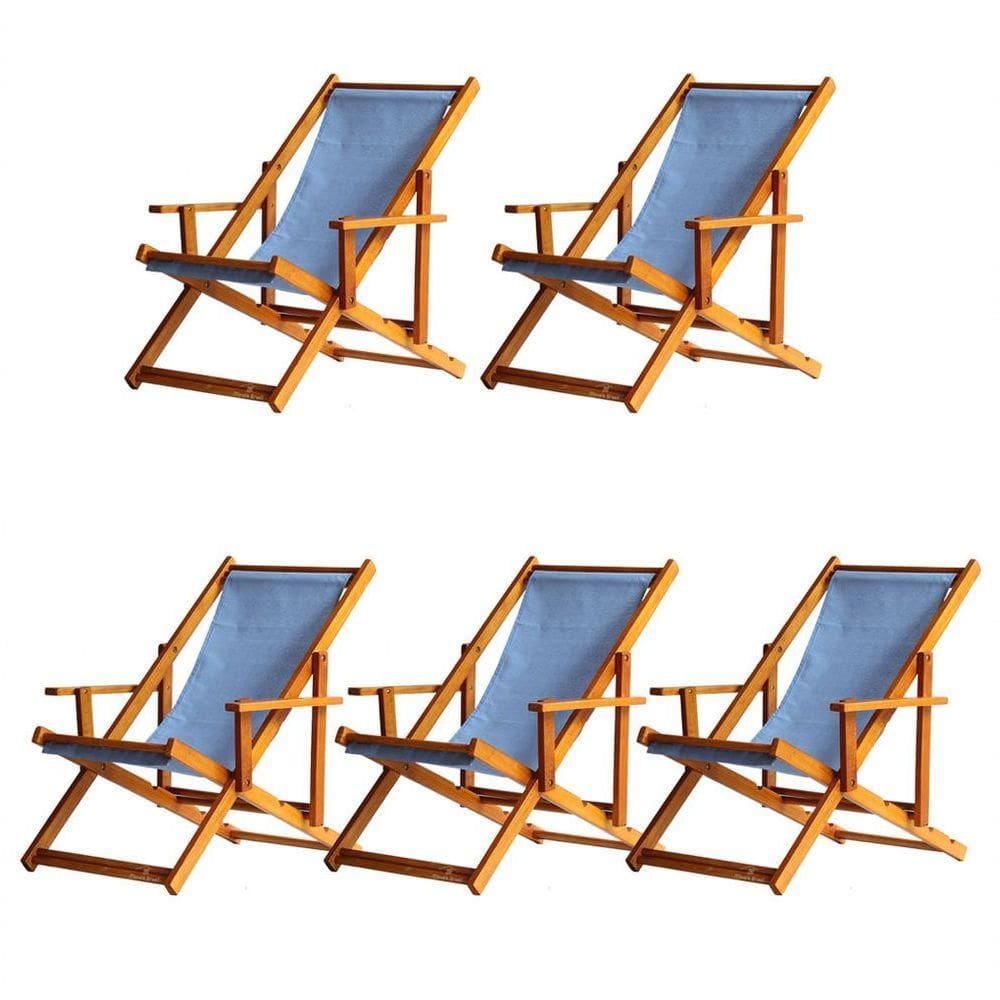 Kit 5 Espreguiçadeira Preguiçosa Dobrável Mel Cb-azul