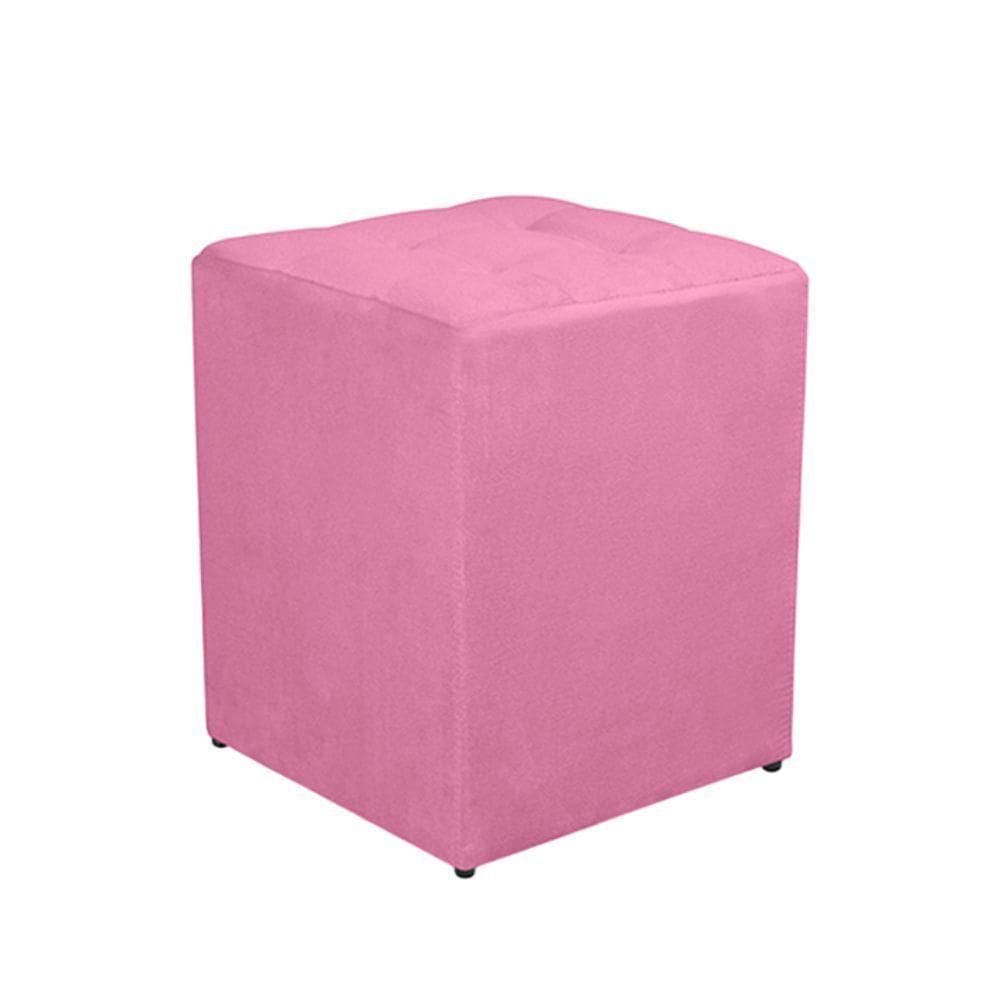Puff Quadrado Decorativo Suede Rose