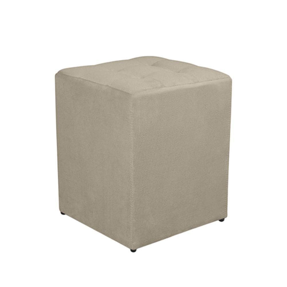 Puff Quadrado Decorativo Suede Bege