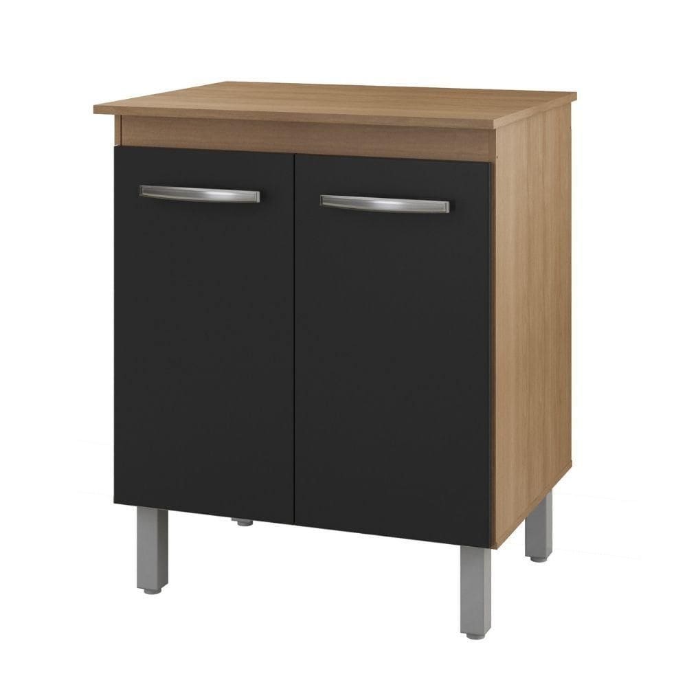 Balcão Multiuso Para Cozinha Serena 2 Portas Cor:savana Preto