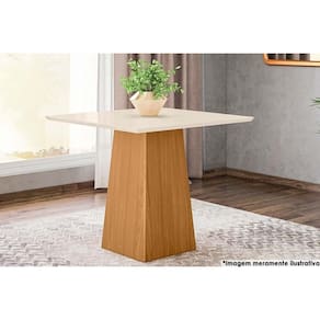 Mesa de Sala Jantar Dora c/Tampo Madeirado 90x90cm Nature/Off White - Henn