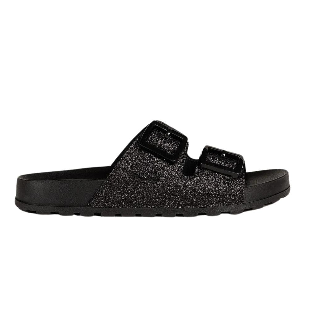 Papete Moleca Rasteira Glitter Mini Shine Feminina Preta