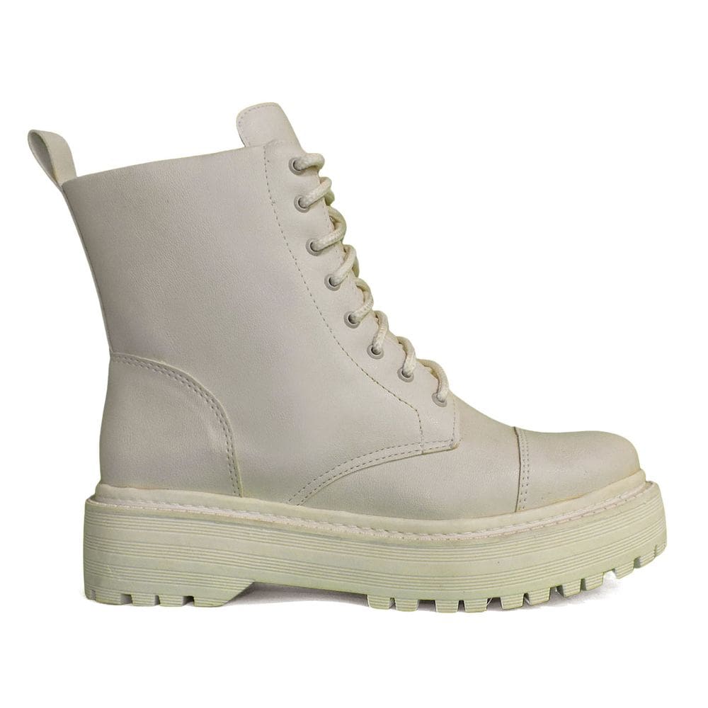 Coturno Godiva Sola Grossa Cadarços Feminino Off White