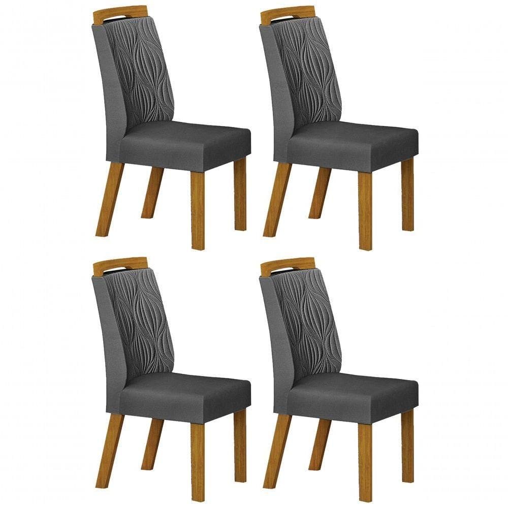 Kit 04 Cadeiras Sala De Jantar Ilheus Mdf Moveis Leifer Freijó,joli Chumbo