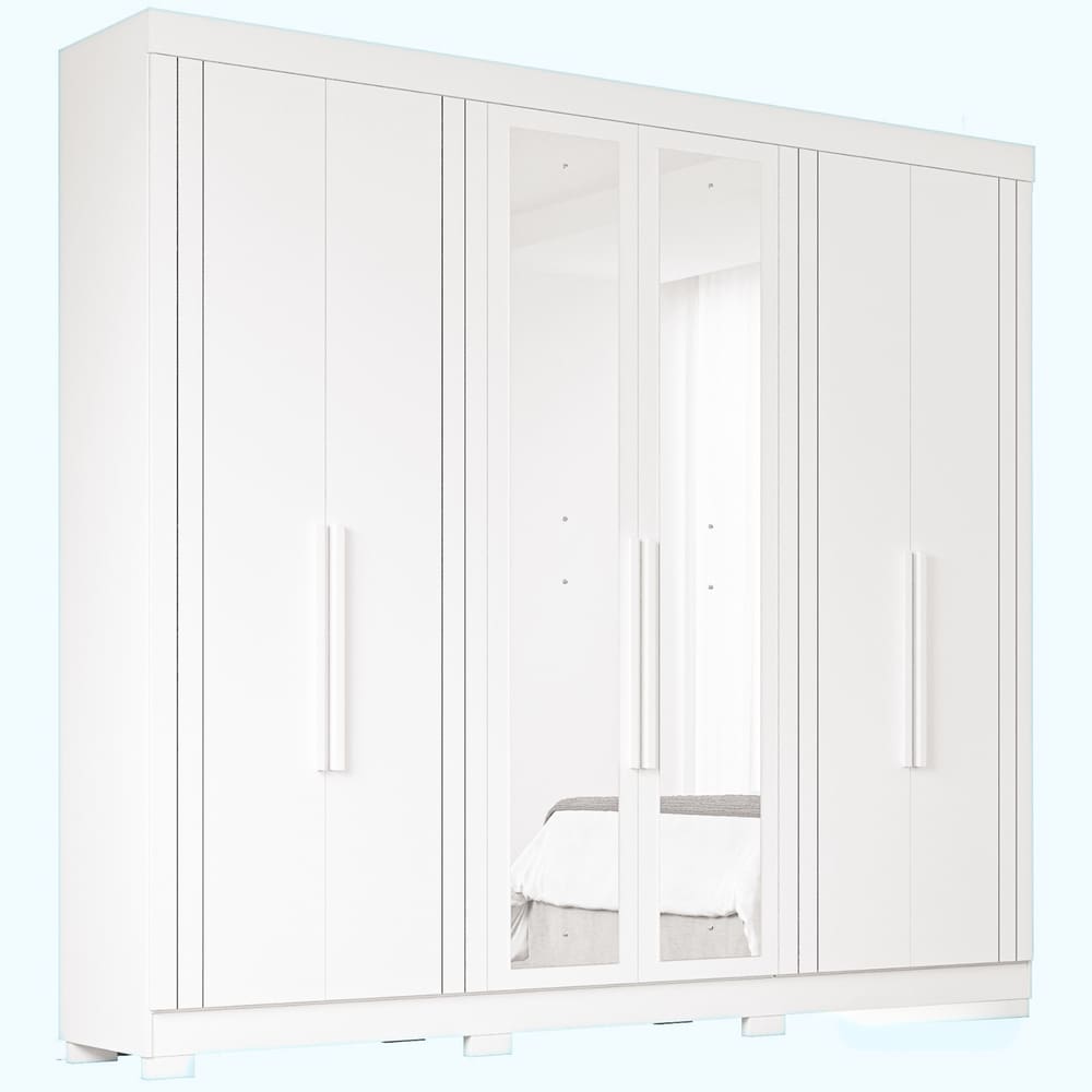 Guarda Roupa Cecilia 6 Portas Com Kit 4 Espelhos