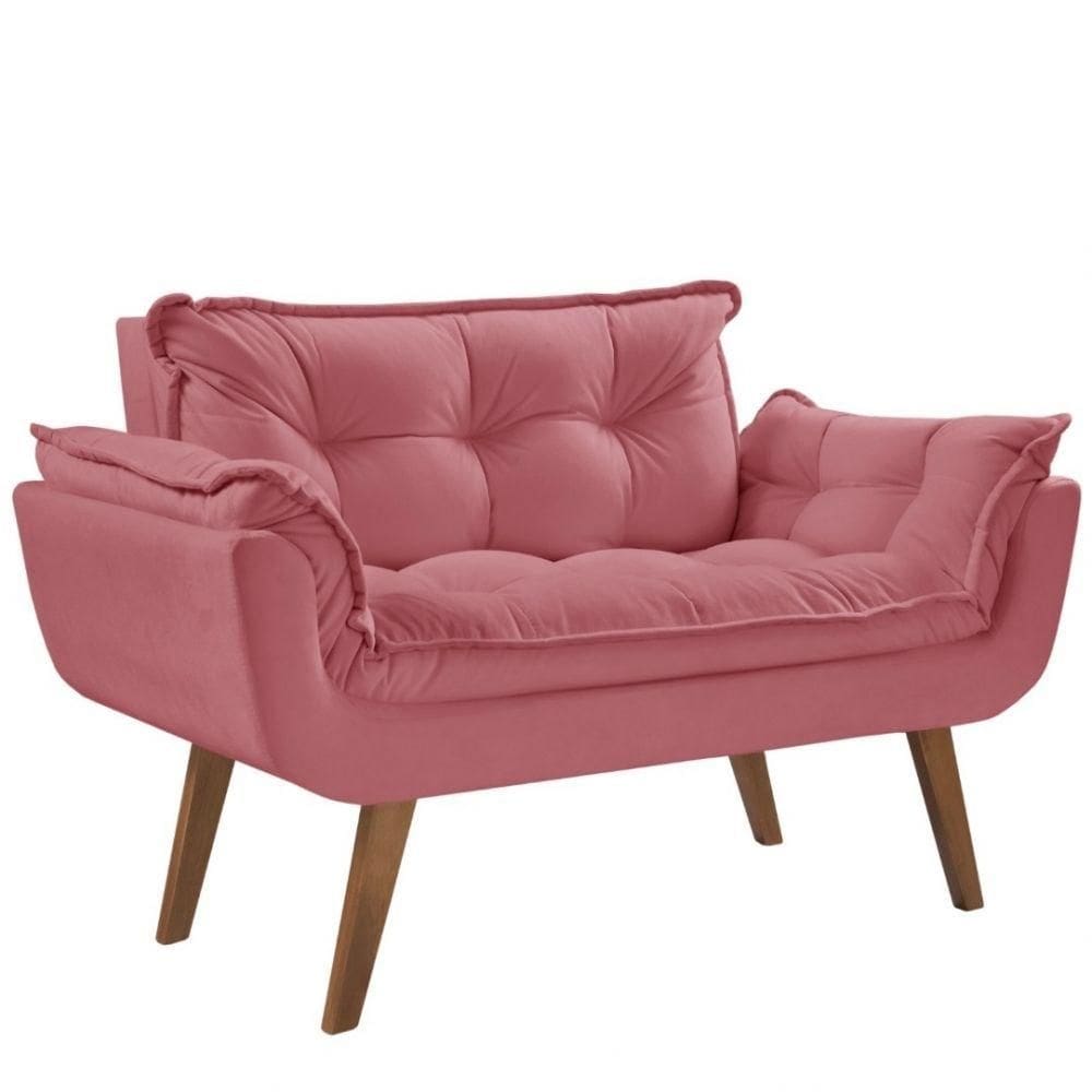 Poltrona Namoradeira 2 Lugares Opalla Suede Dsalla Rosa