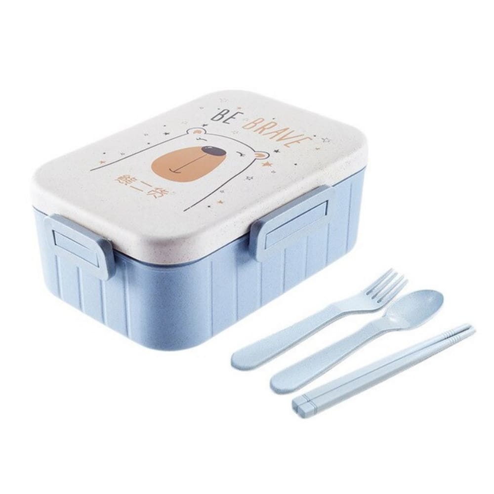 Marmita Escolar Lancheira Infantil Com Talheres Colher Garfo e Hashi