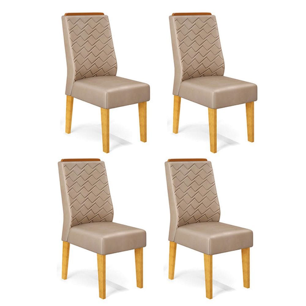 Conjunto com 04 Cadeiras Lídia Cedro Veludo Kraft DJ Móveis