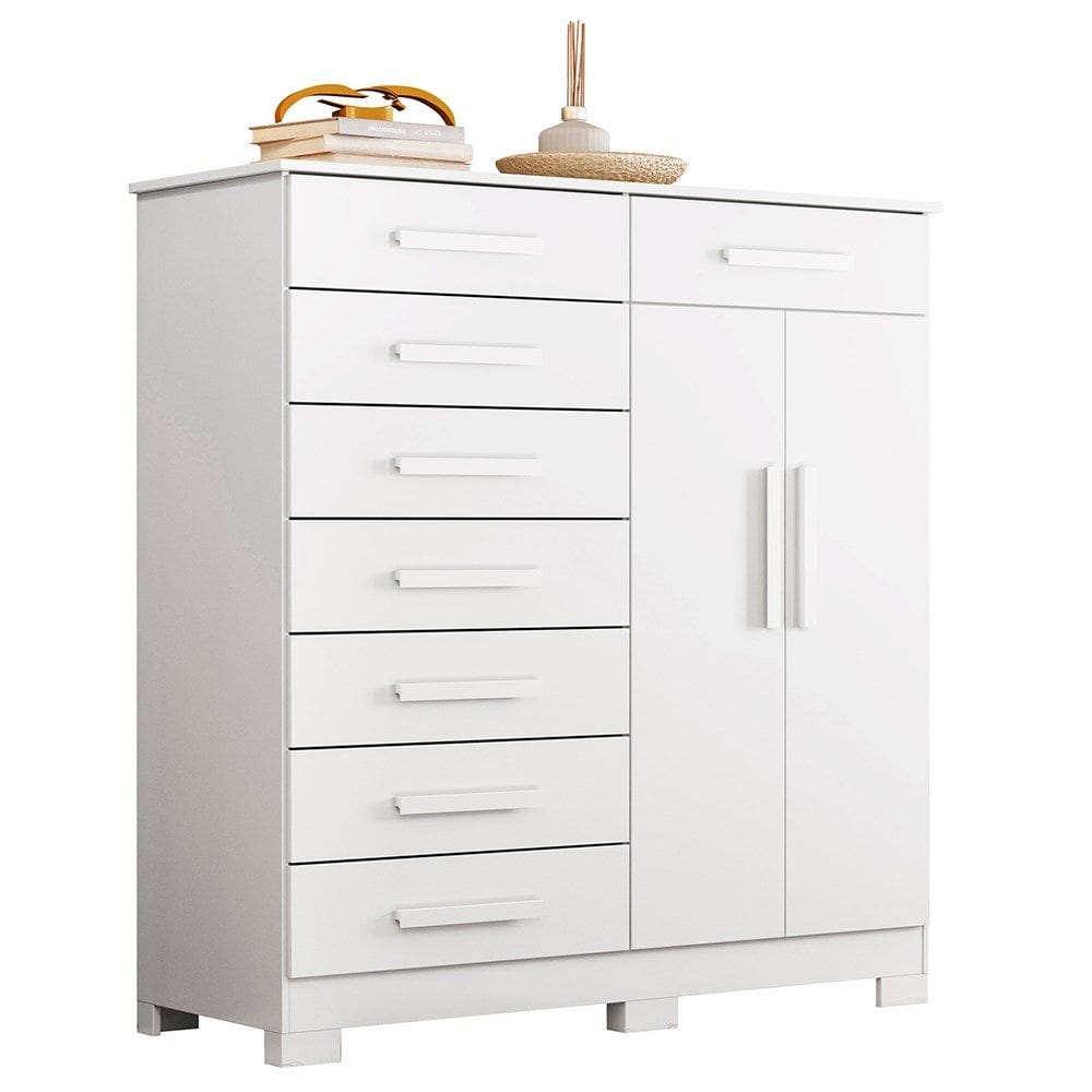 Cômoda Sapateira 8 Gavetas 2 Portas 125cm Verona Branco - Albatroz