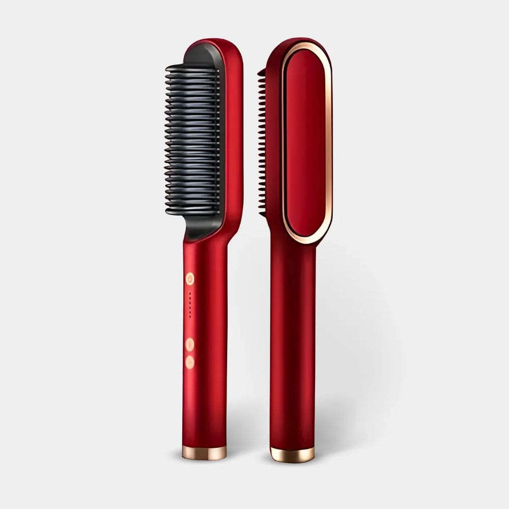 Escova Pente Alisadora Profissional Bivolt Vermelha