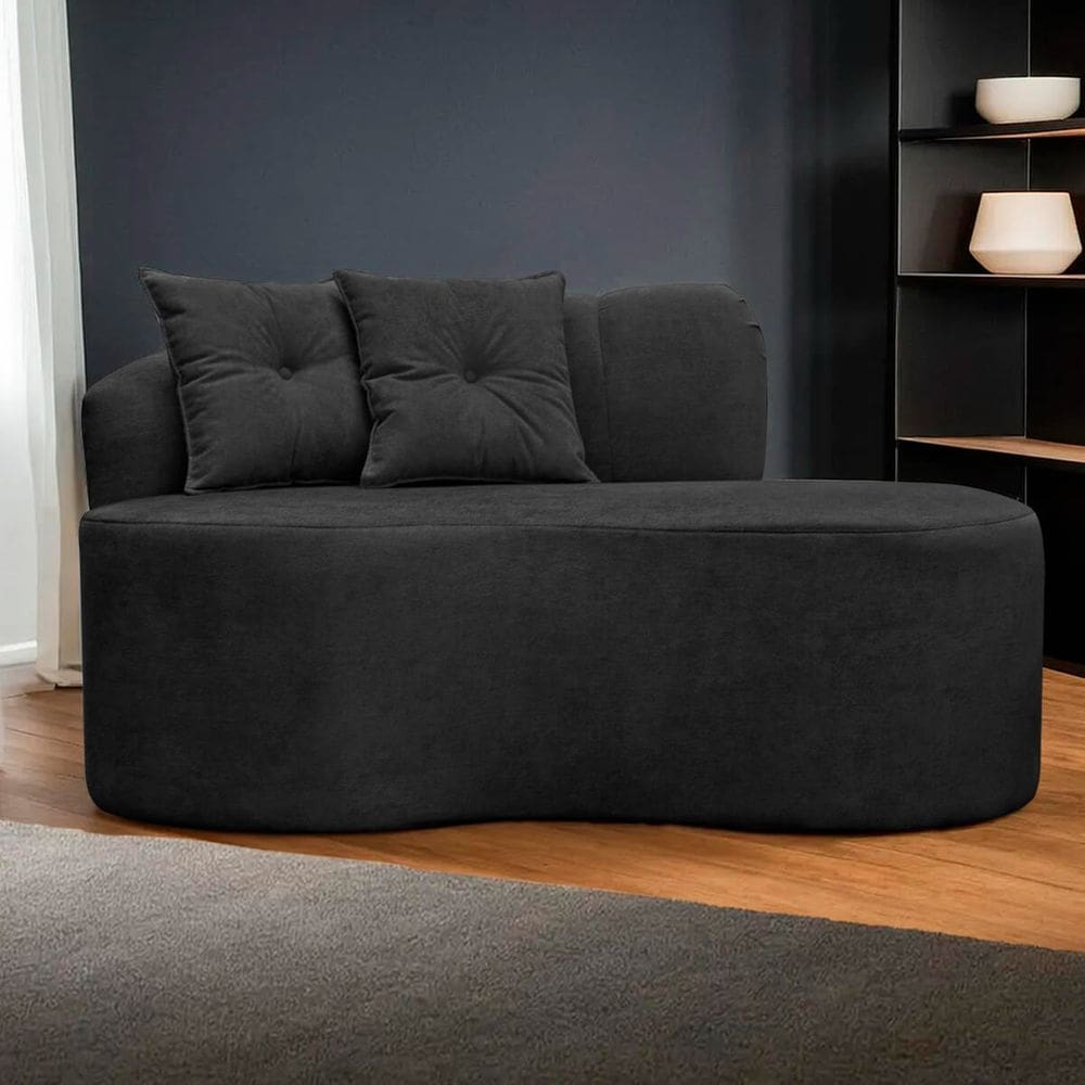 Poltrona Namoradeira Orgânica Plaza 1,80m Redondo Bouclê Preto SOFA STORE