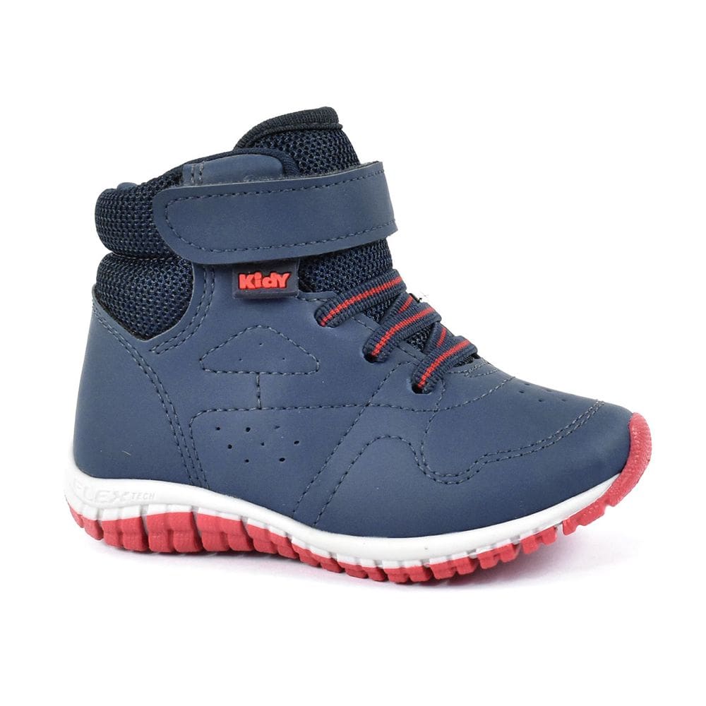 Tênis Kidy Flex Cano Alto Infantil Azul Marinho Vermelho