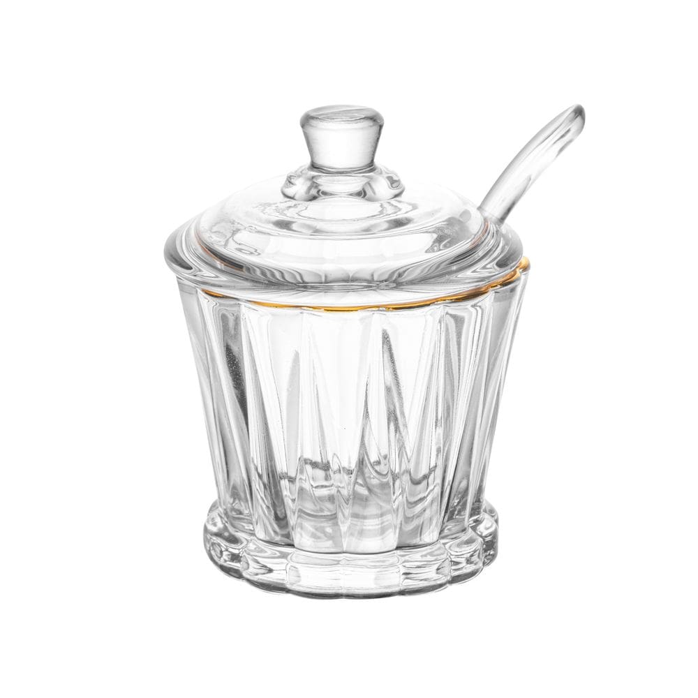 Açucareiro Cristal c/ Tampa Colher Fio de Ouro Radial - Lyor