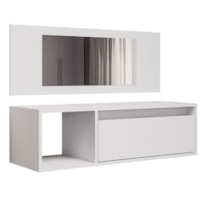 Penteadeira Camarim com Espelho Suspensa 90cm 1 Porta Elle M24 Branco - Mpozenato