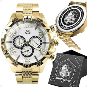Relogio Masculino Dourado Prova Dagua Banhado Social Preto