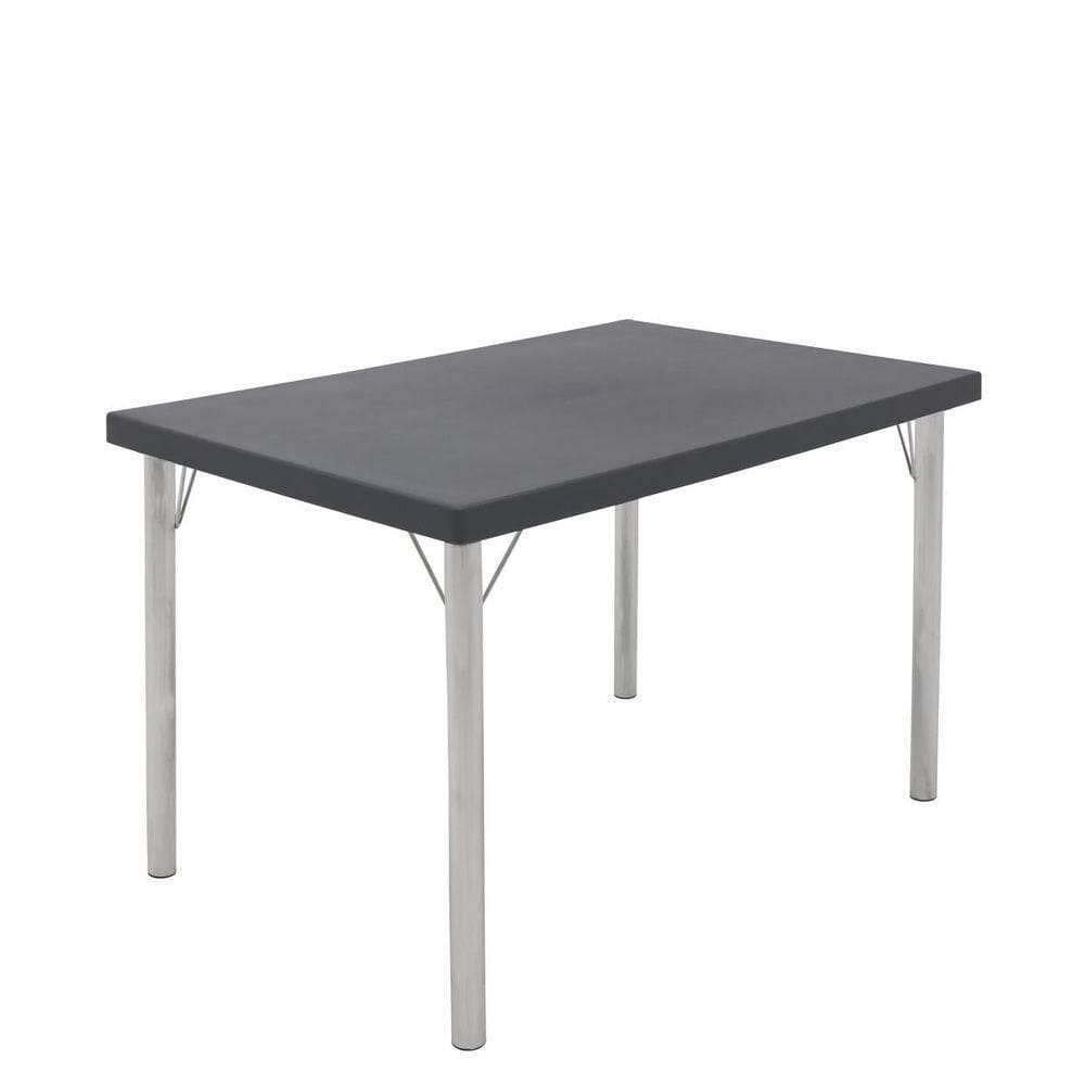 Mesa Tramontina 119 X 79 Cm Beta Em Polipropileno Grafite Com Base Em Alumínio Polido