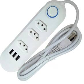 Extensão Elétrica 3 Tomadas Usb Bilvolt Plano Computador