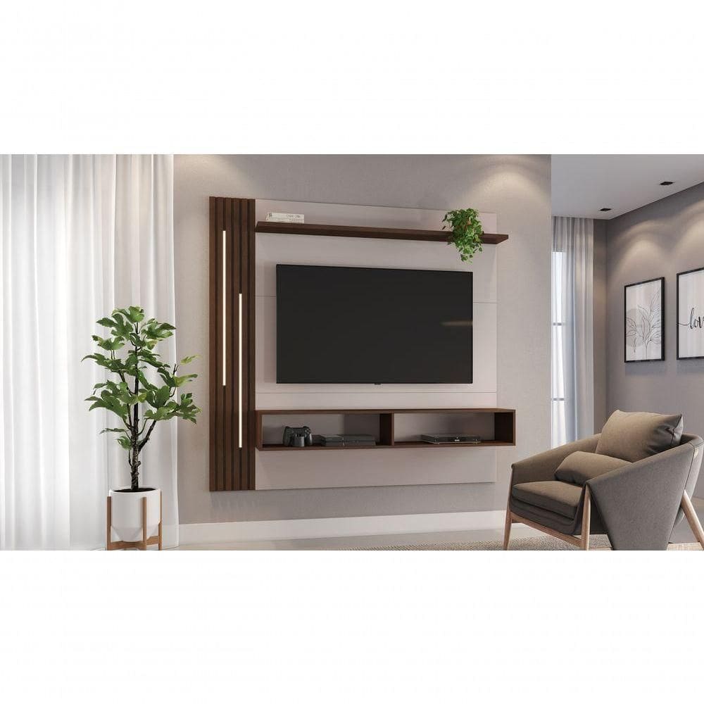Painel Para Tv Até 65 Polegadas Agrado Candian - Jcm Movelaria Off White-café