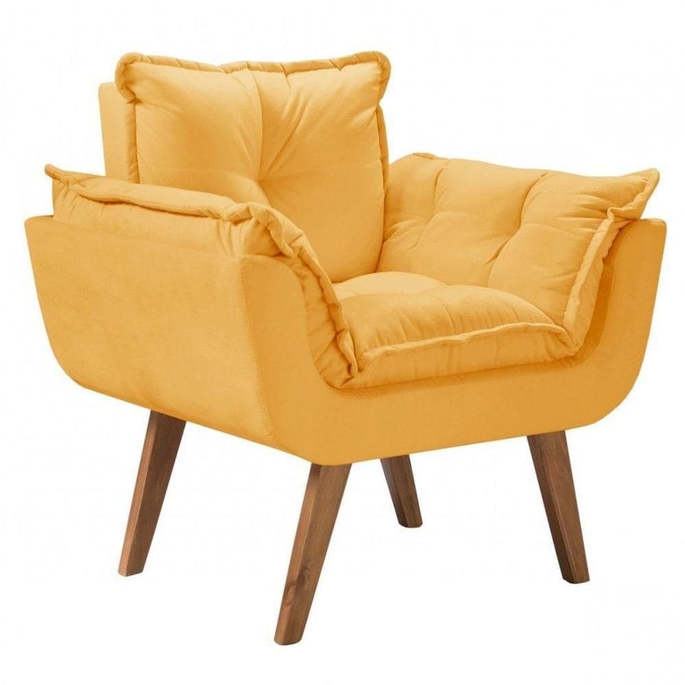 Poltrona Opalla 1 Lugarpé Palito D Salla Suede Amarelo