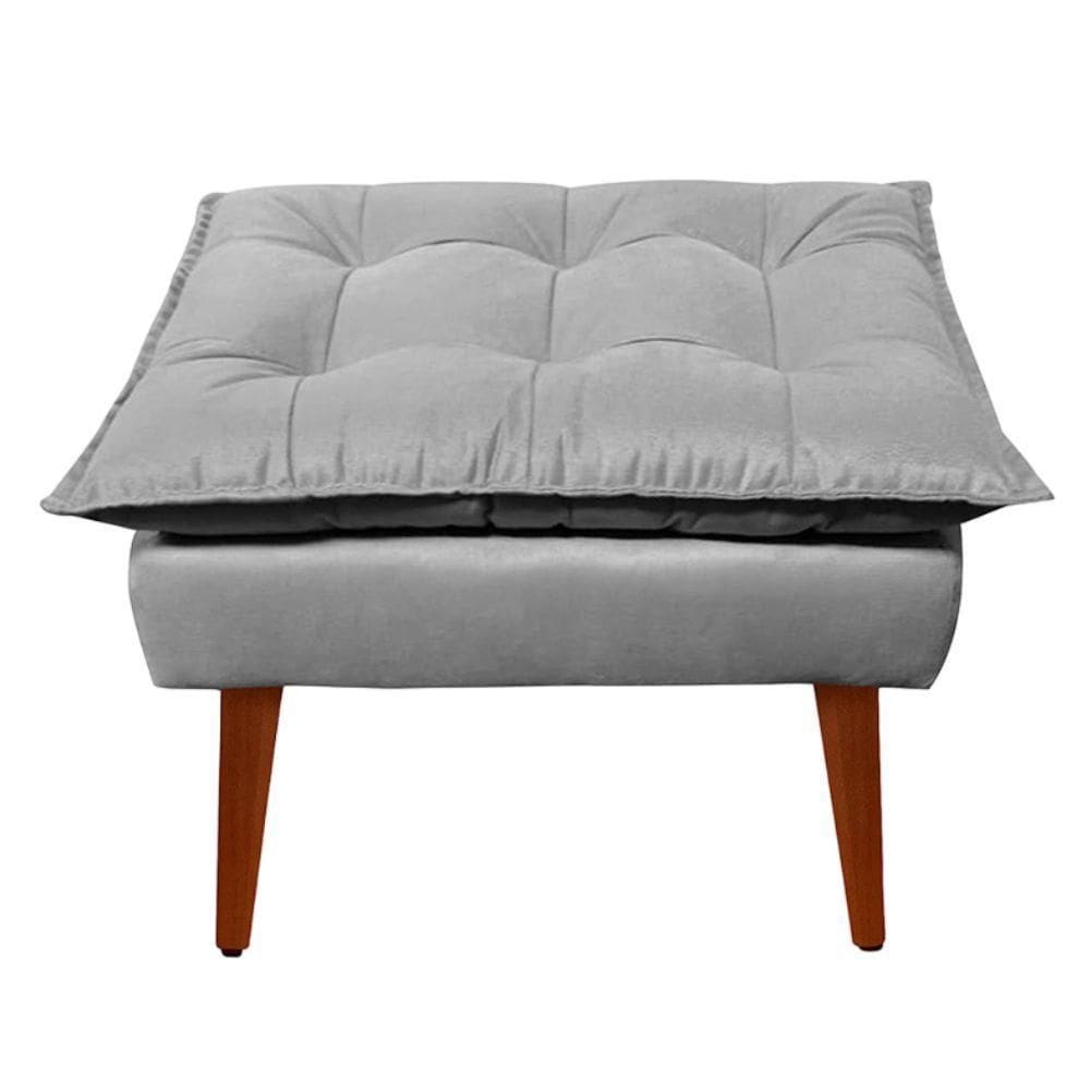 Puff Decorativo Opala Cinza Pés Palito