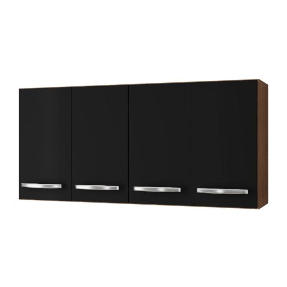 Armário Aéreo Mara 118 Cm 4 Portas Cor:savana Preto