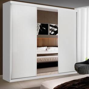 Guarda Roupa Casal 3 Portas De Correr E 3 Espelhos Evidence Minastex Branco