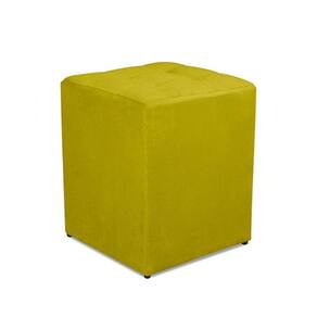 Puff Quadrado Decorativo Suede Amarelo