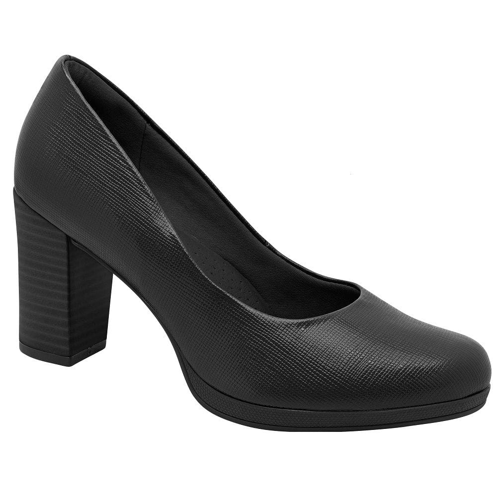Sapato Salto Fachetado Piccadilly 130185-334 Feminino - Preto