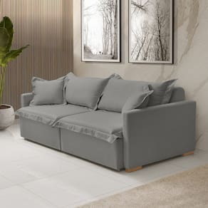Sofá Cama Portinari 2 Lugares Retrátil Claro 216 Cm Cinza
