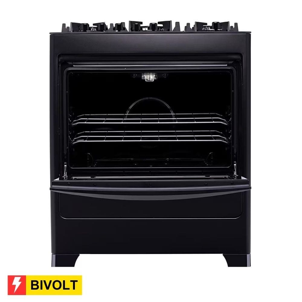 REEMBALADO: Fogão Dako 5 Bocas Supreme Glass com Mesa de Vidro Bivolt – Preto