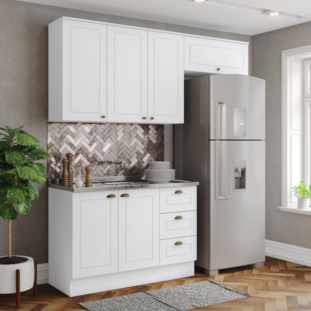 Cozinha Compacta 3 Peças 100% Mdf Internacional Branco
