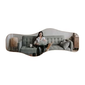 Espelho Orgânico Grande Corpo Inteiro 170x70 Couro Waves Caramelo