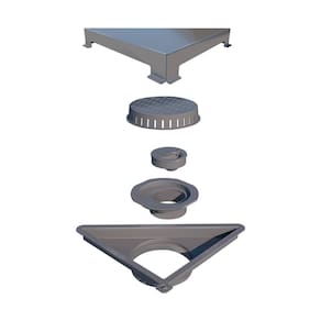 Ralo Linear Elleve Vertex Triangular 5208 16x16x22 com Tampa Inox