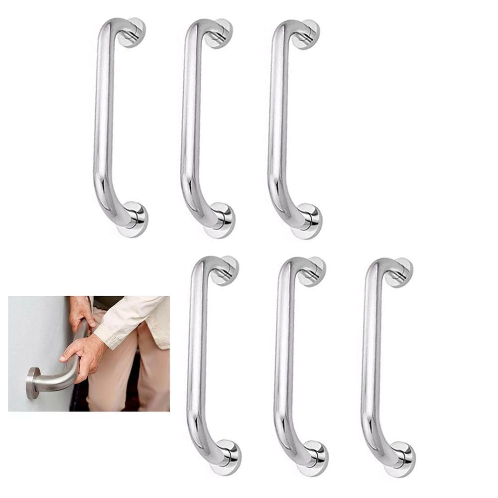 Alça de Apoio 30cm Barra Inox Kit 6 Unidades Idoso Banheiro Box Cadeirante Deficiente