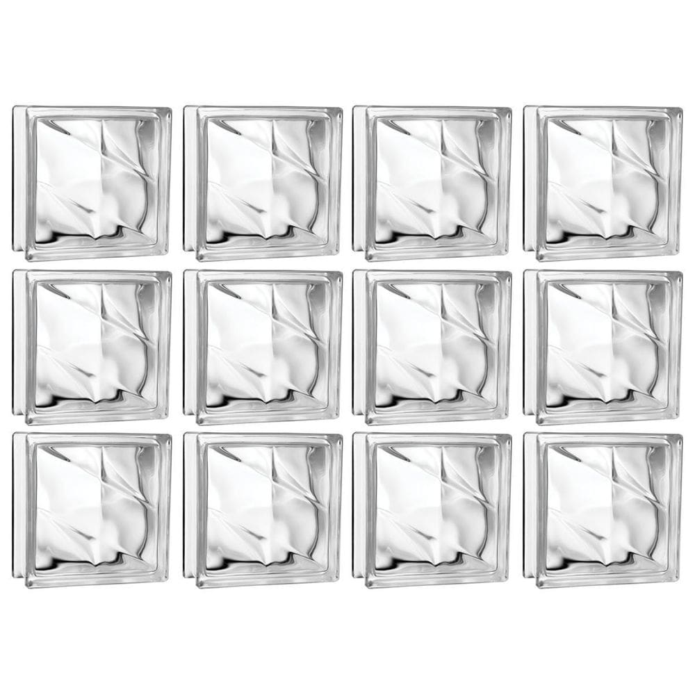 Kit 12 Tijolos Bloco De Vidro Raio Crystal 19X19X8 Tradestar